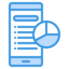 Mobile analytics icon in blue style, use for website mobile app presentation