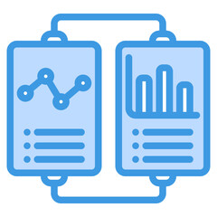 Compare data icon in blue style, use for website mobile app presentation