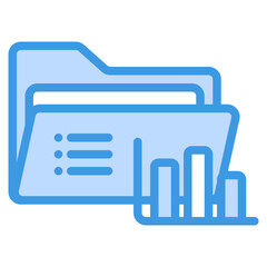 Folder analytics icon in blue style, use for website mobile app presentation