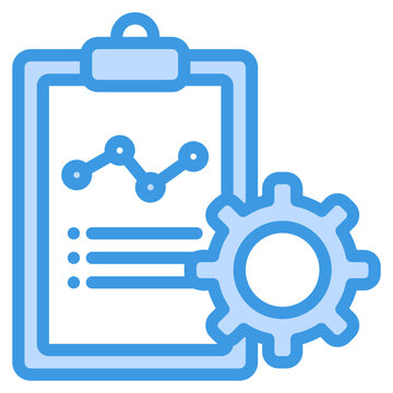 Clipboard analytics icon in blue style, use for website mobile app presentation