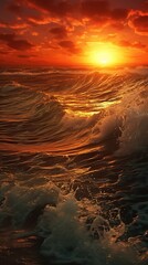 Sunset on ocean golden hours background. AI Generated