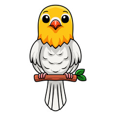 Cute opaline pale fallow lovebird cartoon on tree branch