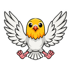 Cute opaline pale fallow lovebird cartoon flying