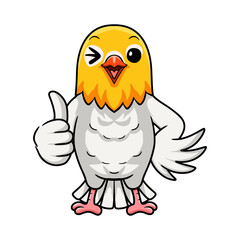 Cute opaline pale fallow lovebird cartoon giving thumb up
