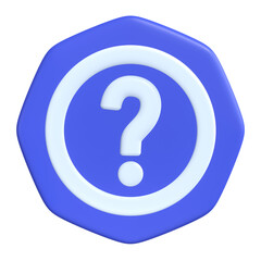 3D icon of the question mark for user interface design isolated on a transparent background