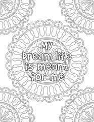 Affirmation Coloring Pages, Mandala Coloring Pages for Personal Growth for Kids and Adults