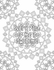 Affirmation Coloring sheet , Mandala Coloring Pages for Personal Growth for Kids and Adults