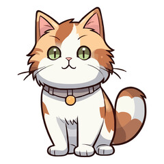 Obraz premium Delicate Charmer: Exquisite 2D Illustration of a Cat Asian Semi Longhair