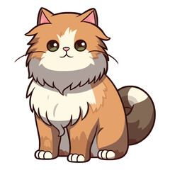 Obraz premium Delicate Charmer: Exquisite 2D Illustration of a Cat Asian Semi Longhair
