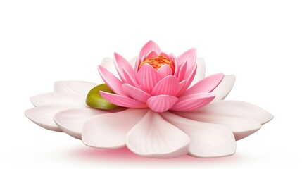 Fototapeta na wymiar Close up pink lotus flower plant with green leaves, with text space can use for advertising, ads, branding