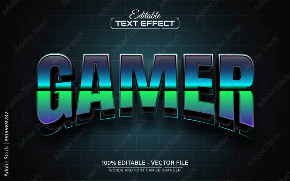 Poster game retro style text effect editable