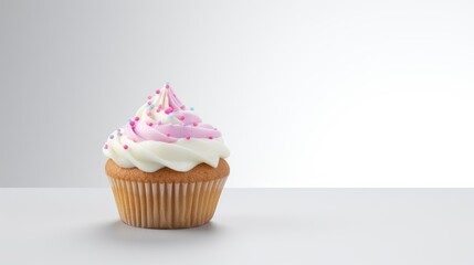 Tasty cupcake on white background with text space can use for advertising, ads, branding