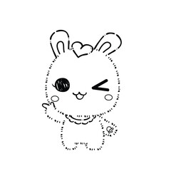 Naklejka premium Kawaii Rabbit and Bunny Cartoon Outline Coloring Book. Happy Easter. Illustration Vector