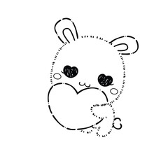Kawaii Rabbit and Bunny Cartoon Outline Coloring Book. Happy Easter. Illustration Vector