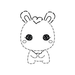 Kawaii Rabbit and Bunny Cartoon Outline Coloring Book. Happy Easter. Illustration Vector