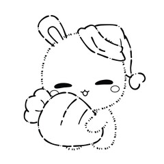 Kawaii Rabbit and Bunny Cartoon Outline Coloring Book. Happy Easter. Illustration Vector