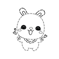 Kawaii Rabbit and Bunny Cartoon Outline Coloring Book. Happy Easter. Illustration Vector