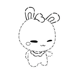 Kawaii Rabbit and Bunny Cartoon Outline Coloring Book. Happy Easter. Illustration Vector