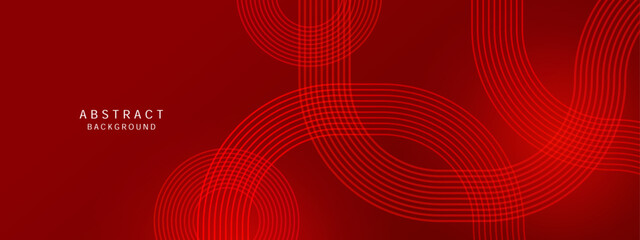 Red color geomerict pattern on banner with shadow. Abstract color geometric background with copy space.