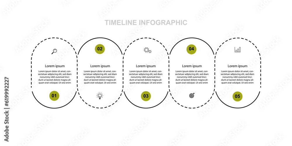 Poster infographic template vector element with five step concept.
