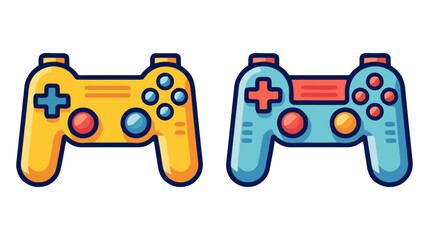 Vector gamepad colorful flat icon on white background.