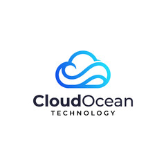 Modern logo combination of waves and clouds. It is suitable for use for technology logos.