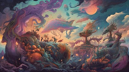 alien colorful image of the ocean generative art