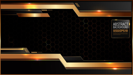 abstract technology template black gold background, luxury abstract presentation, shadow gradients space composition for banner, flyer cover layout, website template design