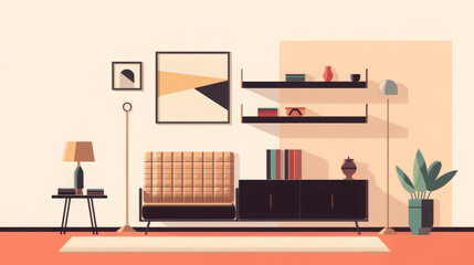 ソファのある部屋,Generative AI AI画像