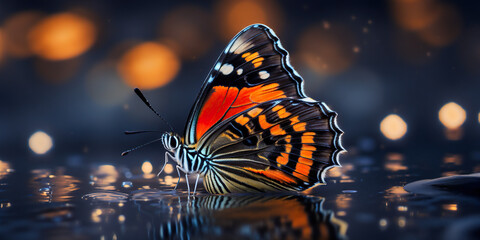 Fototapeta na wymiar butterfly on water