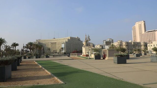 CAIRO, EGYPT - DECEMBER 29, 2021: Tahrir Square view in Cairo, Egypt