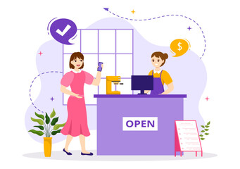 Small Business Loan Vector Illustration with Store Support Protection and Growth to Develop in Flat Cartoon Hand Drawn Background Templates