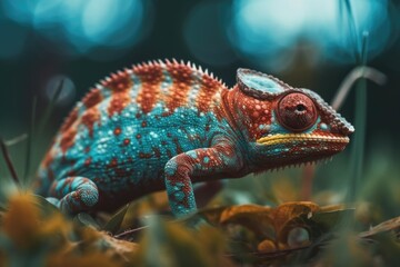 Amazing red color of Panther Chameleon Ambilobe (Furcifer pardalis)