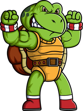 Angry turtle character with good pose
