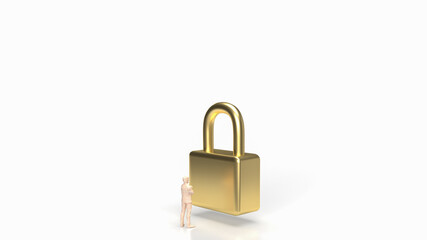Naklejka premium The man and gold master key for business concept 3d rendering