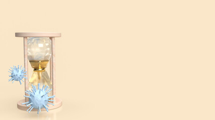 The virus and sand clock for long covid concept 3d rendering