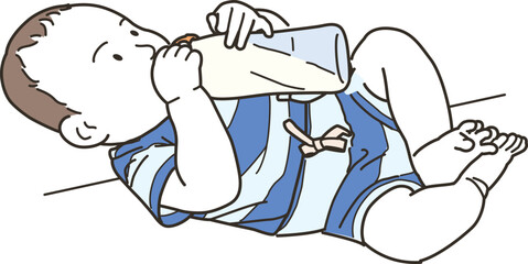 哺乳瓶でミルクを飲む赤ん坊