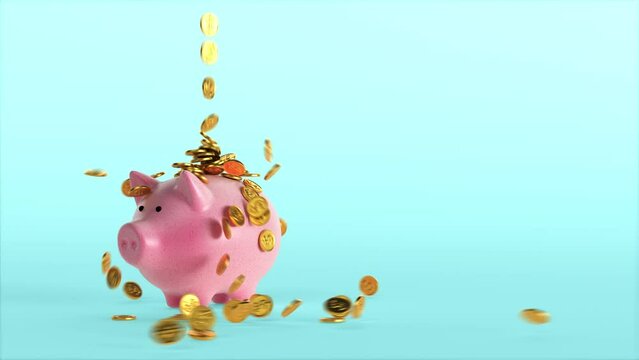 Piggy Bank overflowing with golden coins