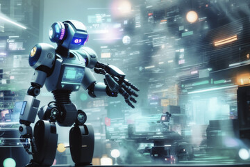 Fototapeta premium Futuristic Robot Scenarios - Artificial Intelligence Concepts