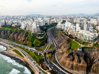 From above: Lima Armendáriz road between Barranco and Miraflores panorama