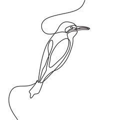 continous line art bird pose conceptual black line draw vector
