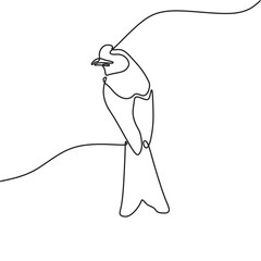 continous line art bird pose conceptual black line draw vector