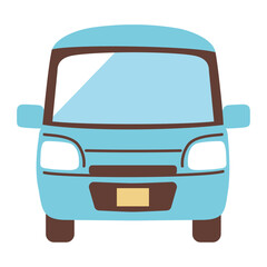 正面から見た水色の軽自動車