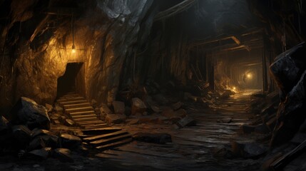 Obraz premium Old and abandoned mine game art