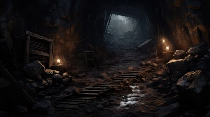Old and abandoned mine game art