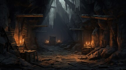 Obraz premium Old and abandoned mine game art