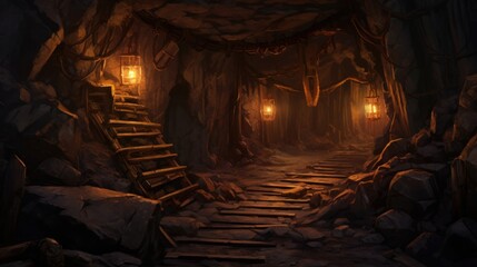 Old and abandoned mine game art