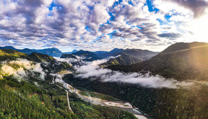 jungle panorama aerial view: selva central of peru close to la merced