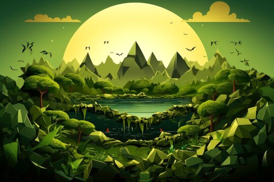 llustration images, Ecosystem restoration, environment day concept tree background. Ecology project concept, Generative AI illustration