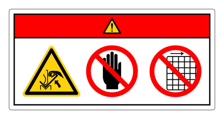 Danger Hand Crush In Press Brake Do Not Touch and Do Not Remove Guard Symbol Sign, Vector Illustration, Isolate On White Background Label .EPS10